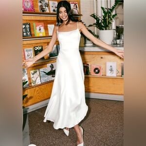 Elegant White Satin Dress